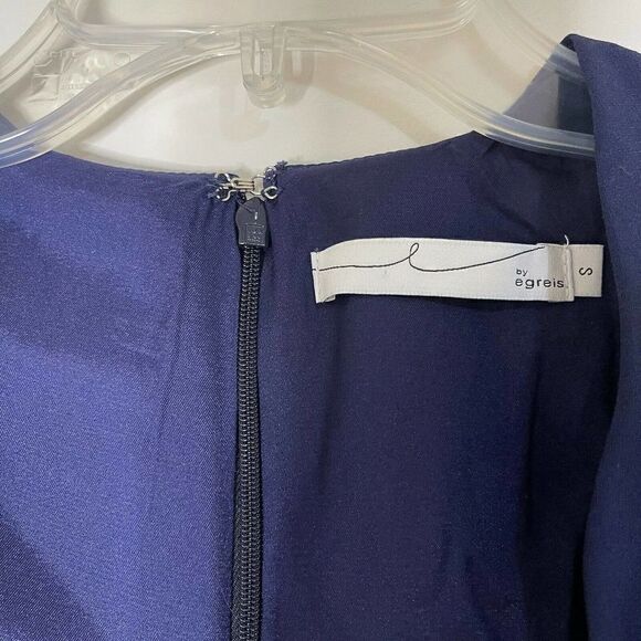 by egreis jocelyn navy blue fringe overlap long sleeve dress size small - Picture 5 of 7